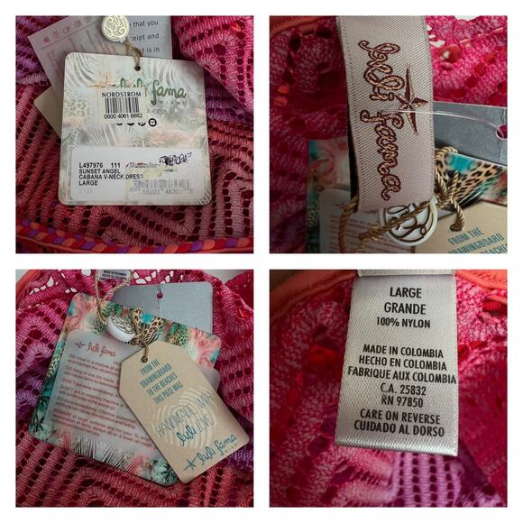 Luli Fama Sunset Angel Cabana V-neck Cover Up Beach Boho Dress Size Large - Picture 11 of 12